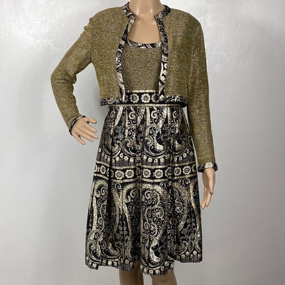 Adele Simpson Vintage Knit 2-piece Set Dress and Cardigan Size S - Picture 1 of 11